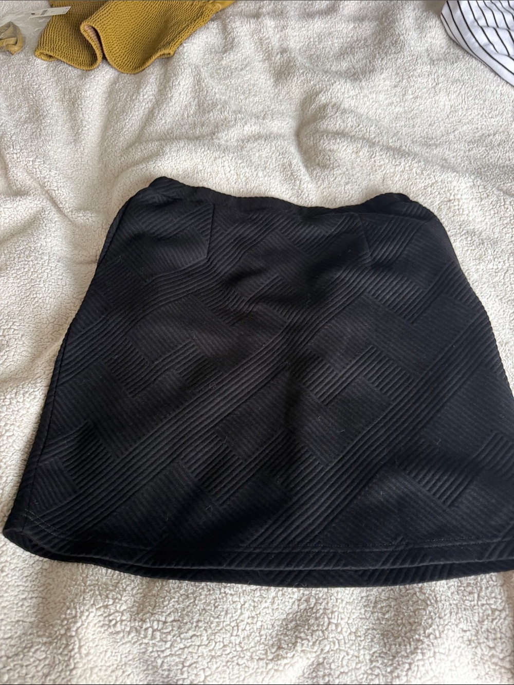 Textured Black Women's Skirt - Classic A-Line